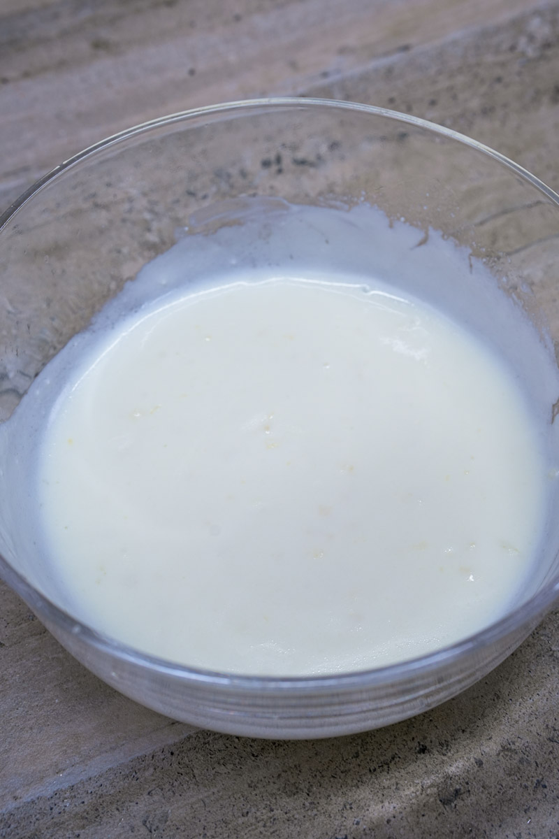 Freshly prepared yogurt sauce for roasted carrots.