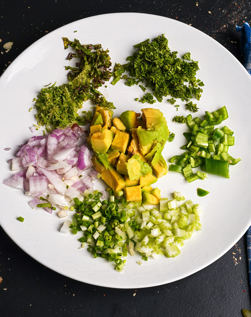 Diced Vegetables for Shrimp Avocado Salad