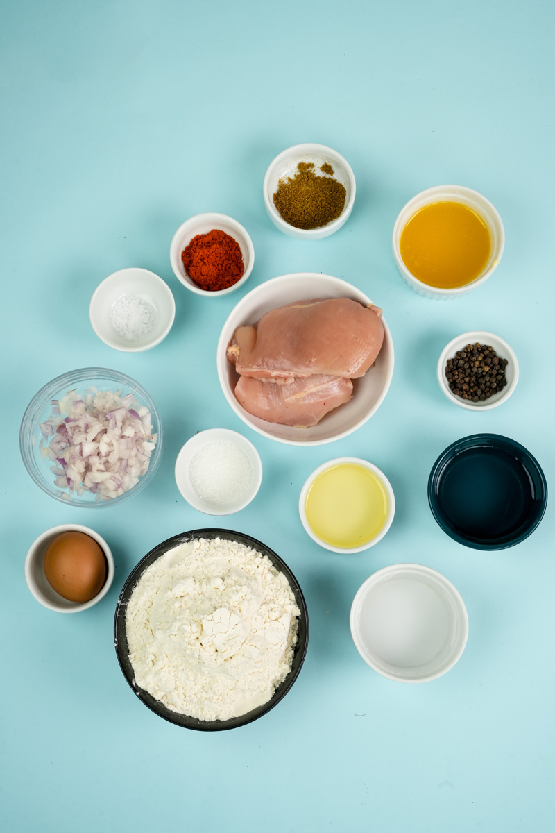 Chicken empanada ingredients laid out for recipe