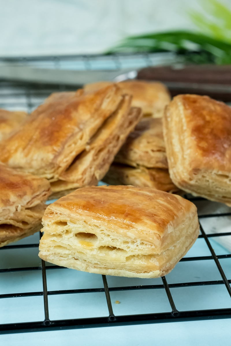 Flaky homemade puff pastry with buttery layers