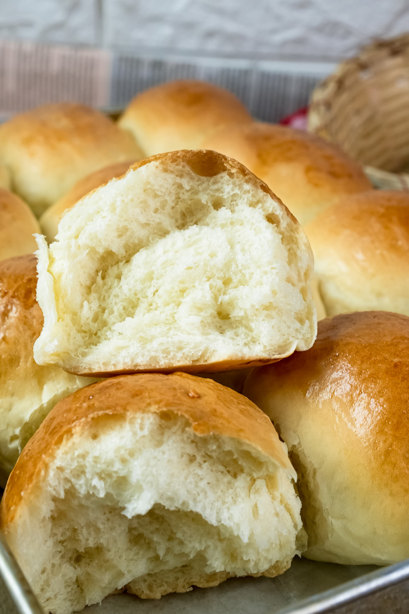 Fluffy bun interior showing soft texture