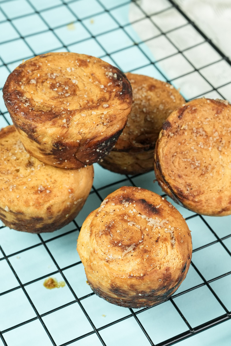 Freshly baked kouign amann with caramelized sugar coating