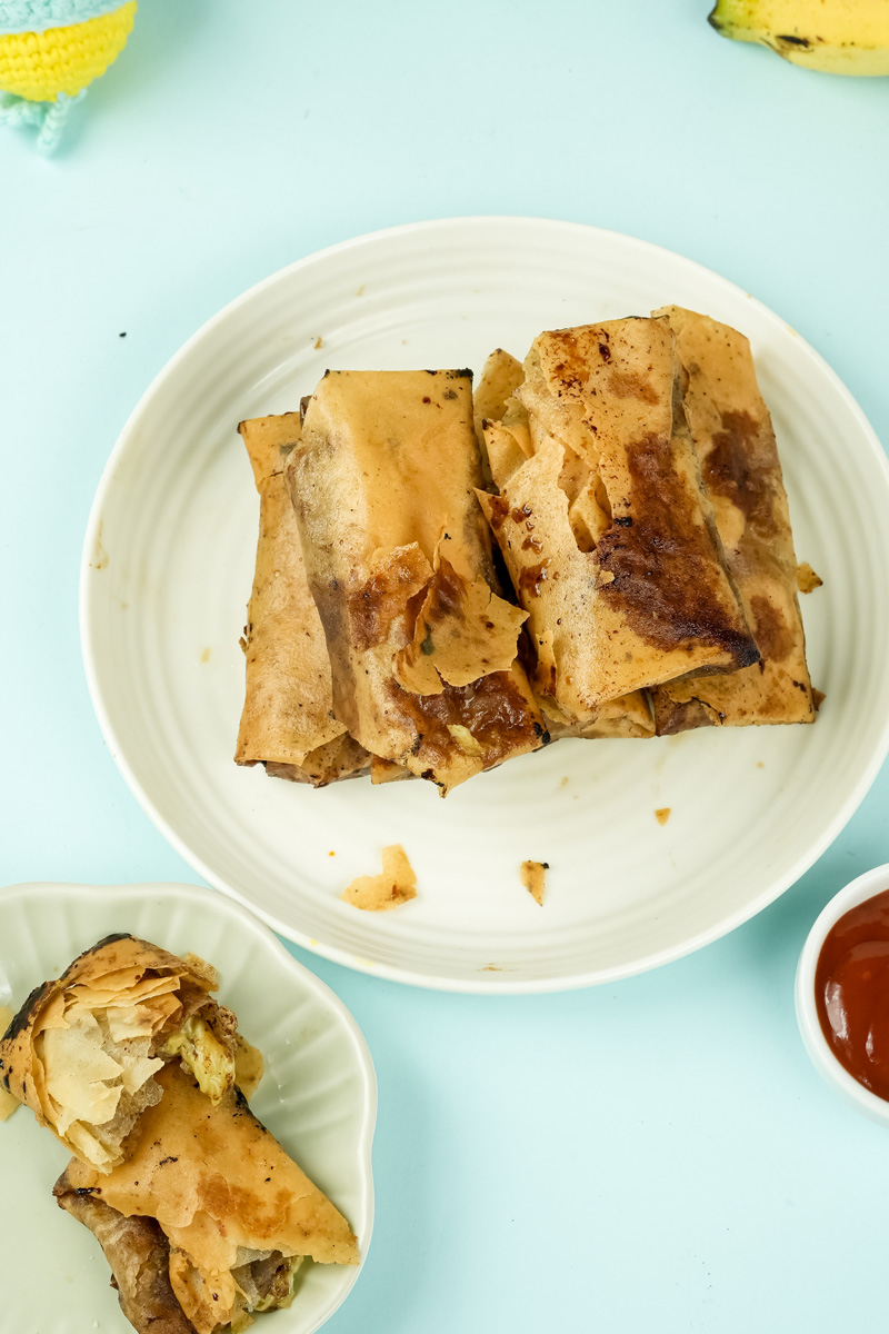 Fried banana lumpia with sweet dipping sauce