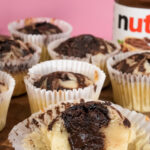 Homemade Nutella muffins with marbled pattern