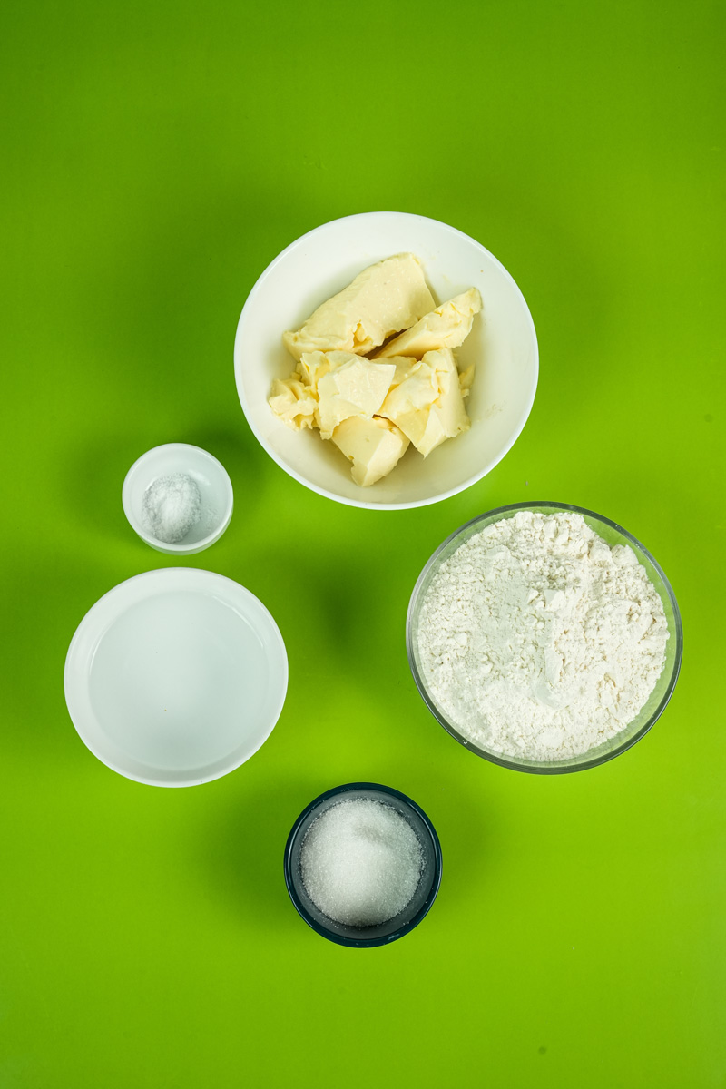 Homemade puff pastry ingredients