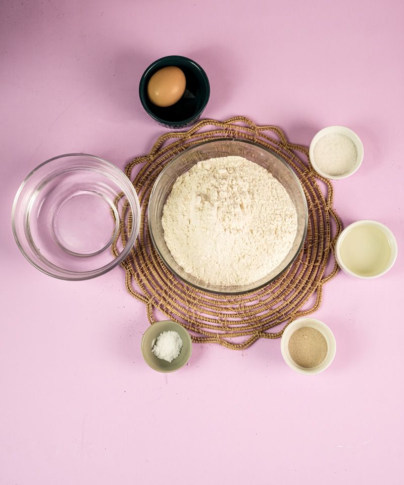 Korean bun recipe ingredients flat lay preparation