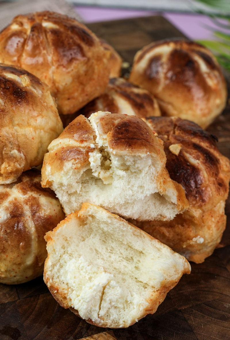 Korean bun soft fluffy interior texture close-up