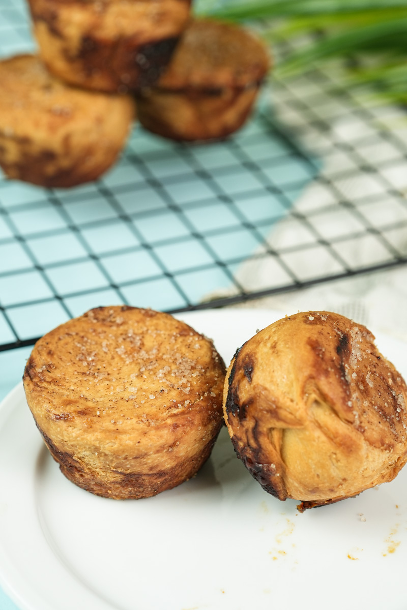 Kouign amann cross-section showing flaky laminated layers