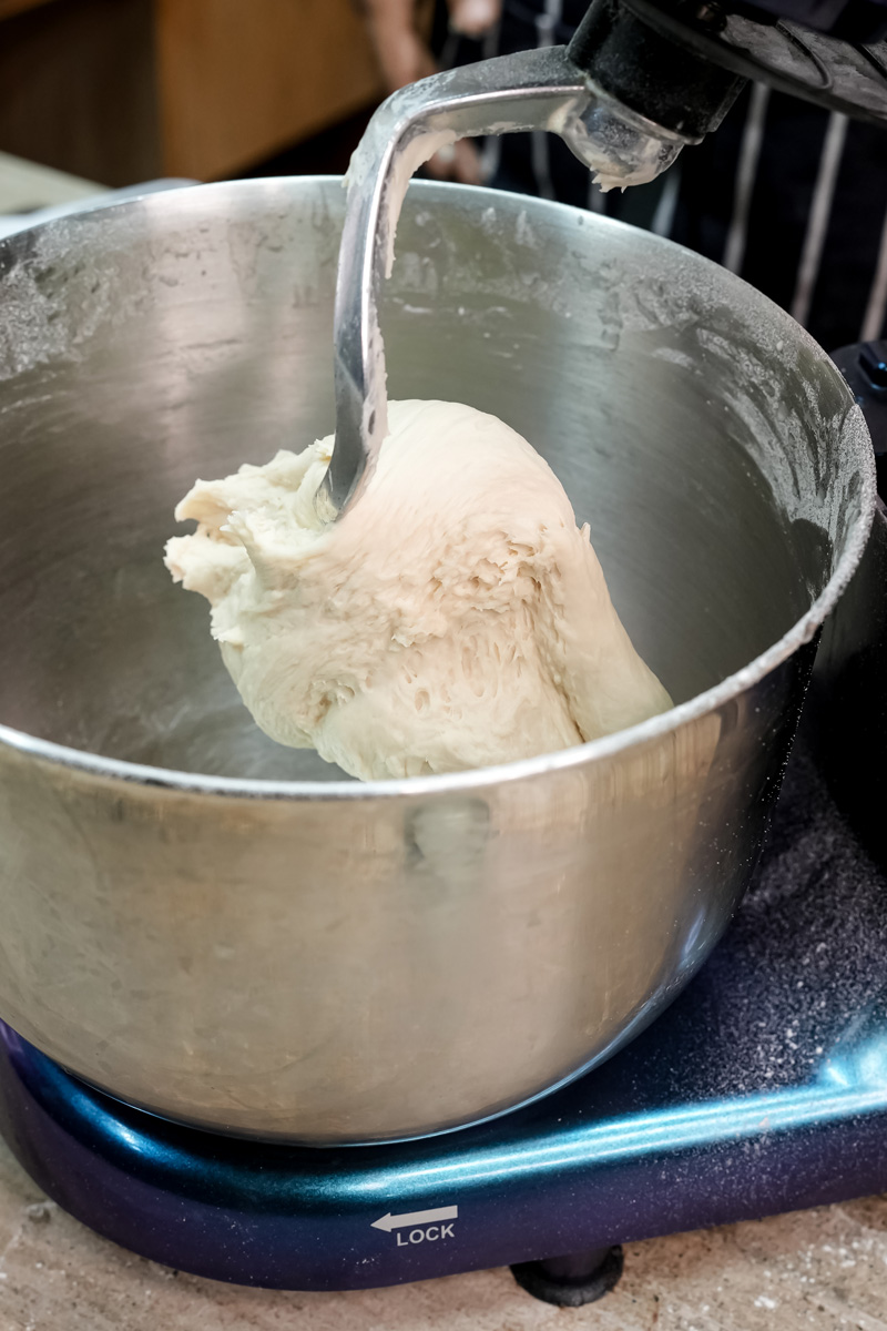 Making Korean bun dough in stand mixer
