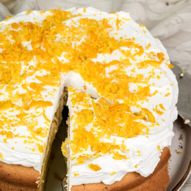 Multiple slices of citrus cake displaying soft crumb texture