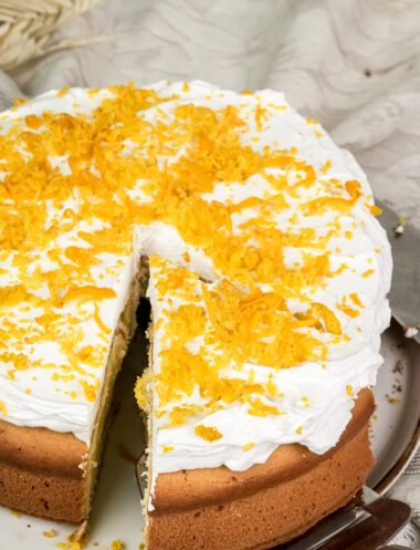 Multiple slices of citrus cake displaying soft crumb texture