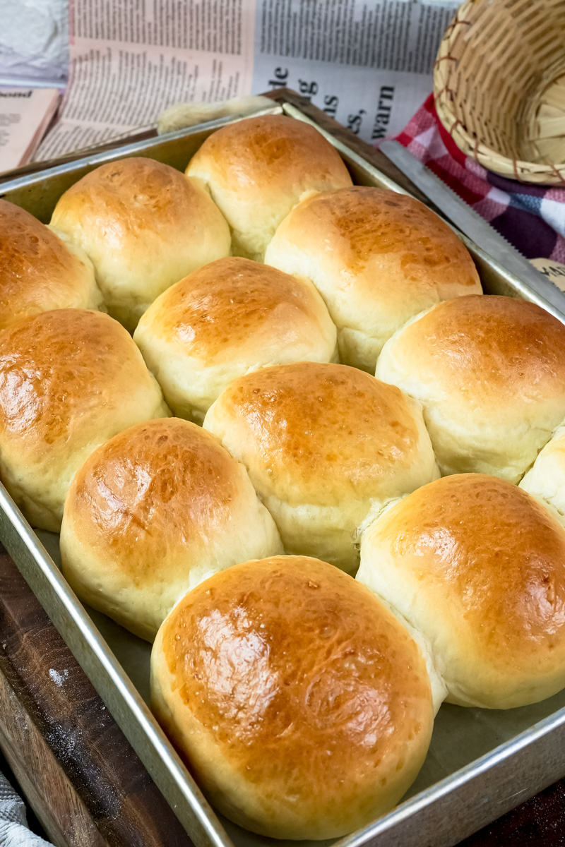 Soft homemade buns with golden crust