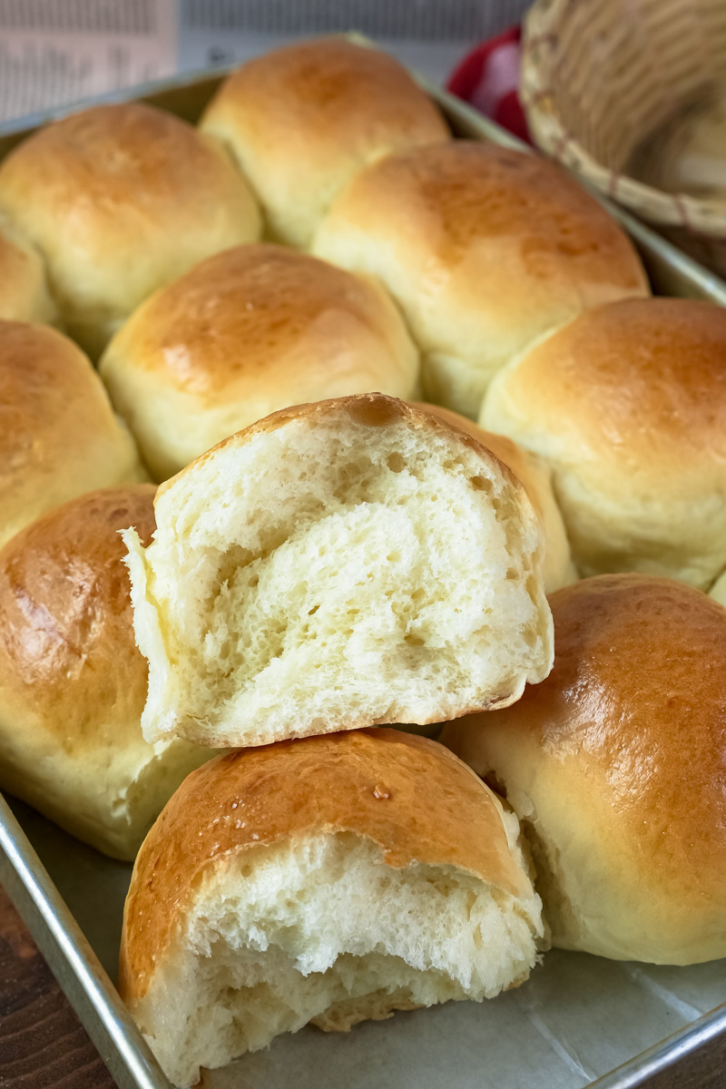 Close-up of soft bun interior texture