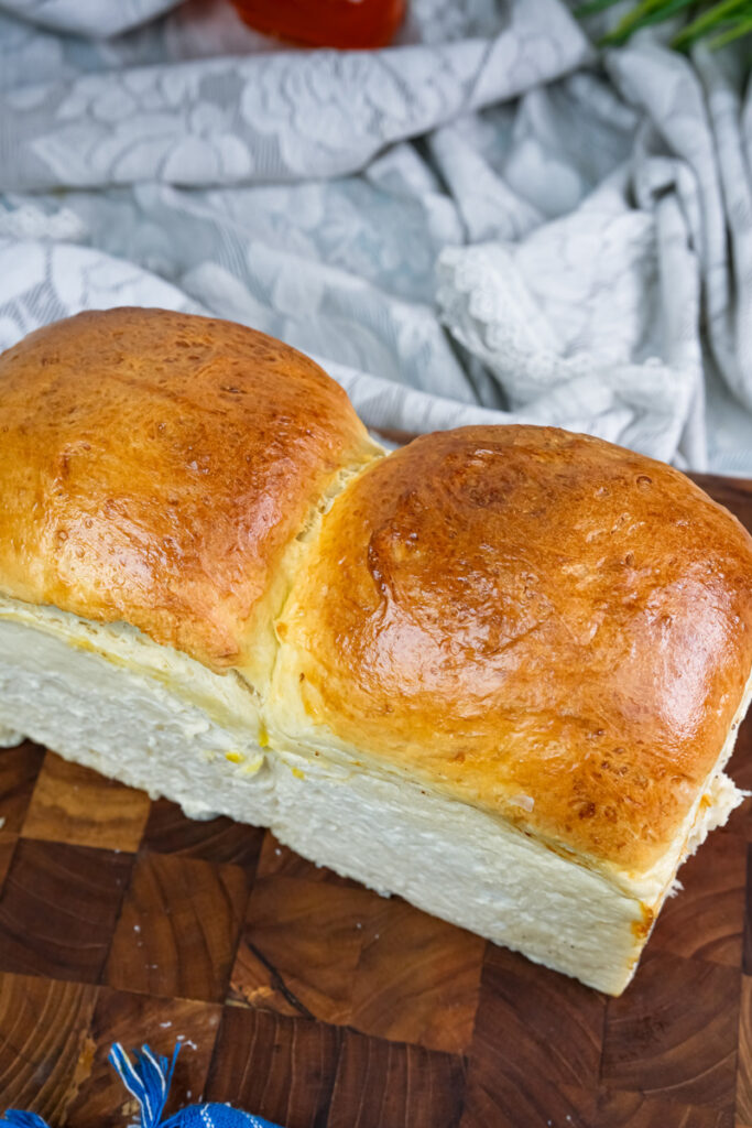 Japanese shokupan milk bread cross-section revealing pillowy white crumb