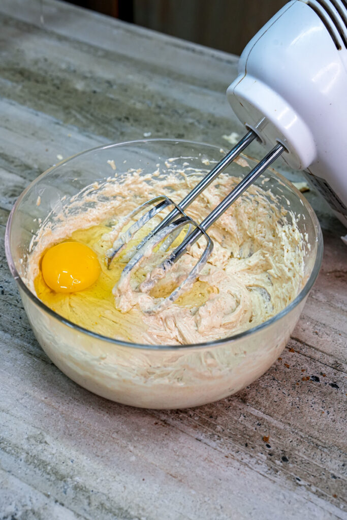 Adding second egg to cookie dough mixture