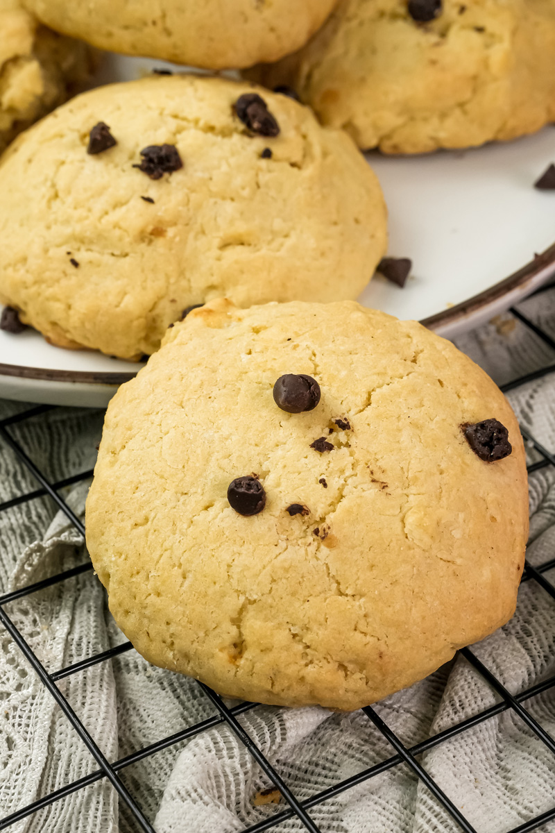 Cheesecake cookies cooling on wire cooling rack