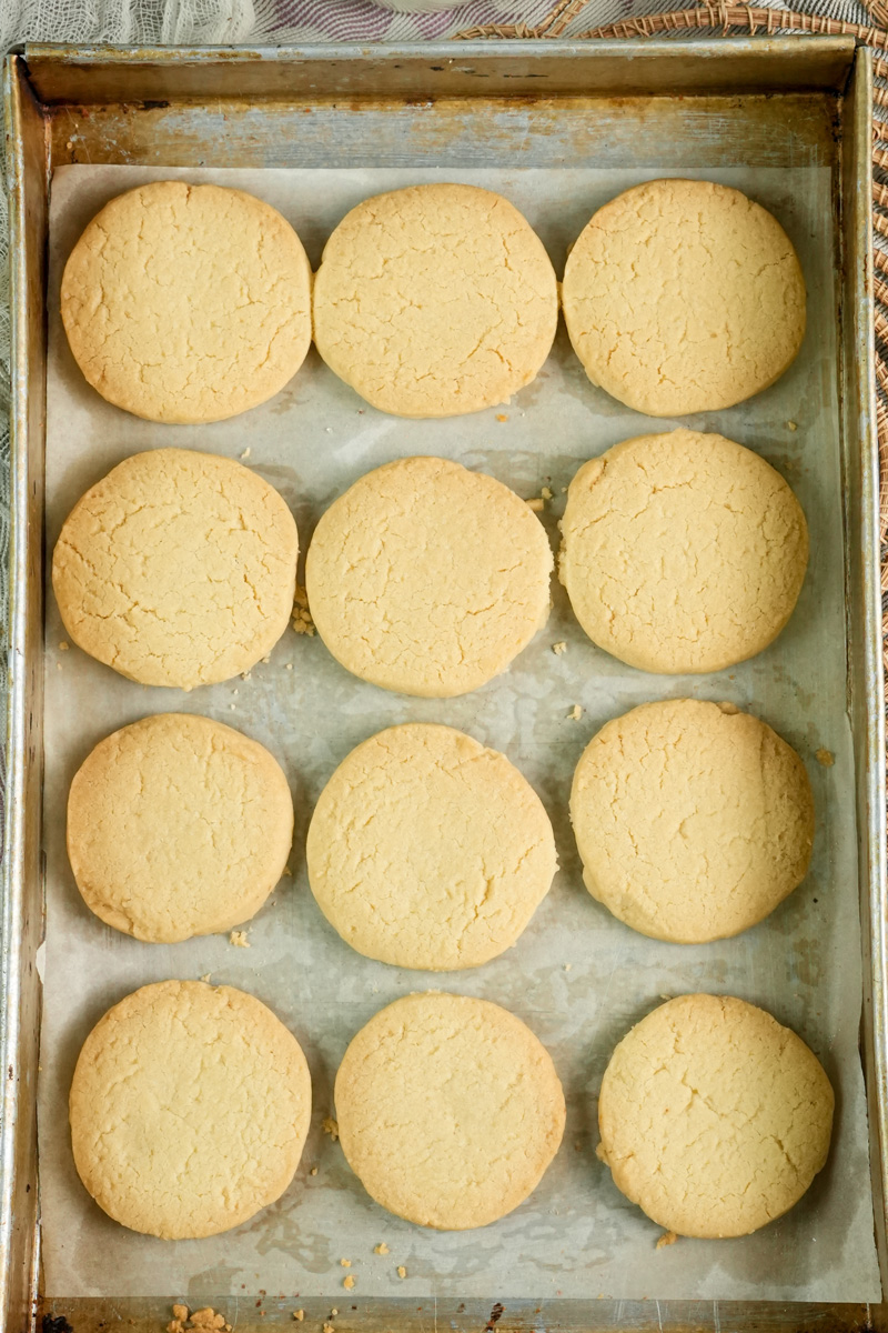 Golden brown baked Twix cookies fresh from oven