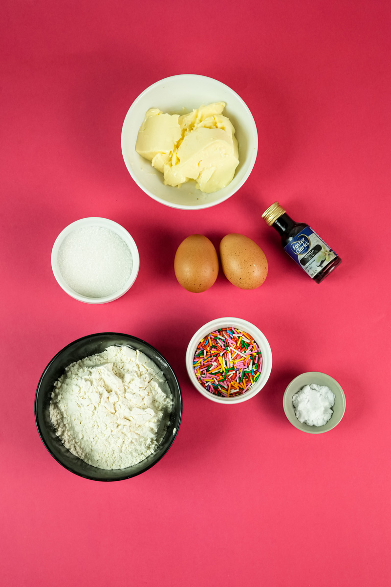 Ingredients for Funfetti cookies