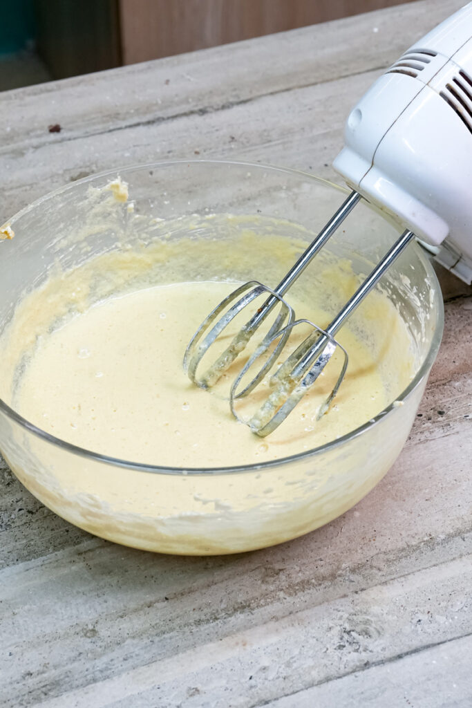 Mixed ranger cookie dough showing smooth consistency after beating