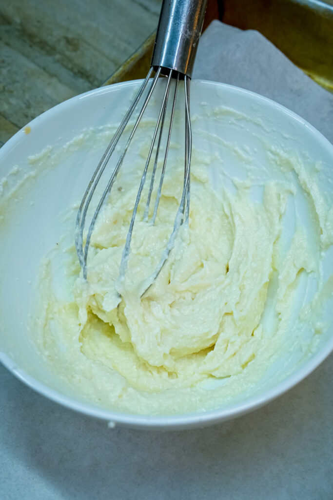 Smooth cottage cheese mixture after whisking