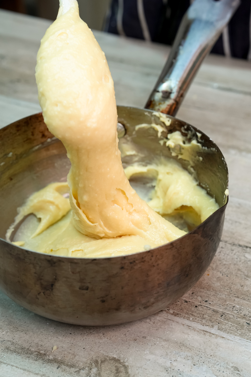 Stretchy pastry cream ready for piping into Paris Brest