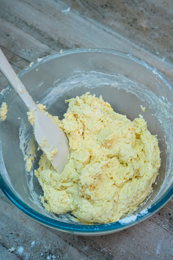 Finished cheesecake cookie dough ready for shaping