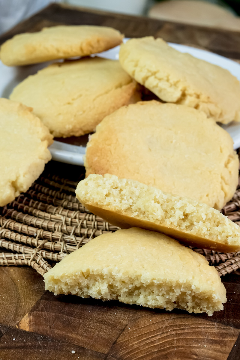 Cross-section of milk cookie showing tender crumb