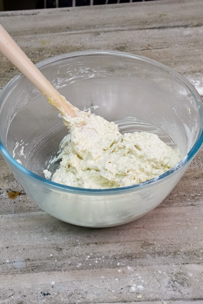 The finished oatmeal cookie dough, ready to be scooped and baked
