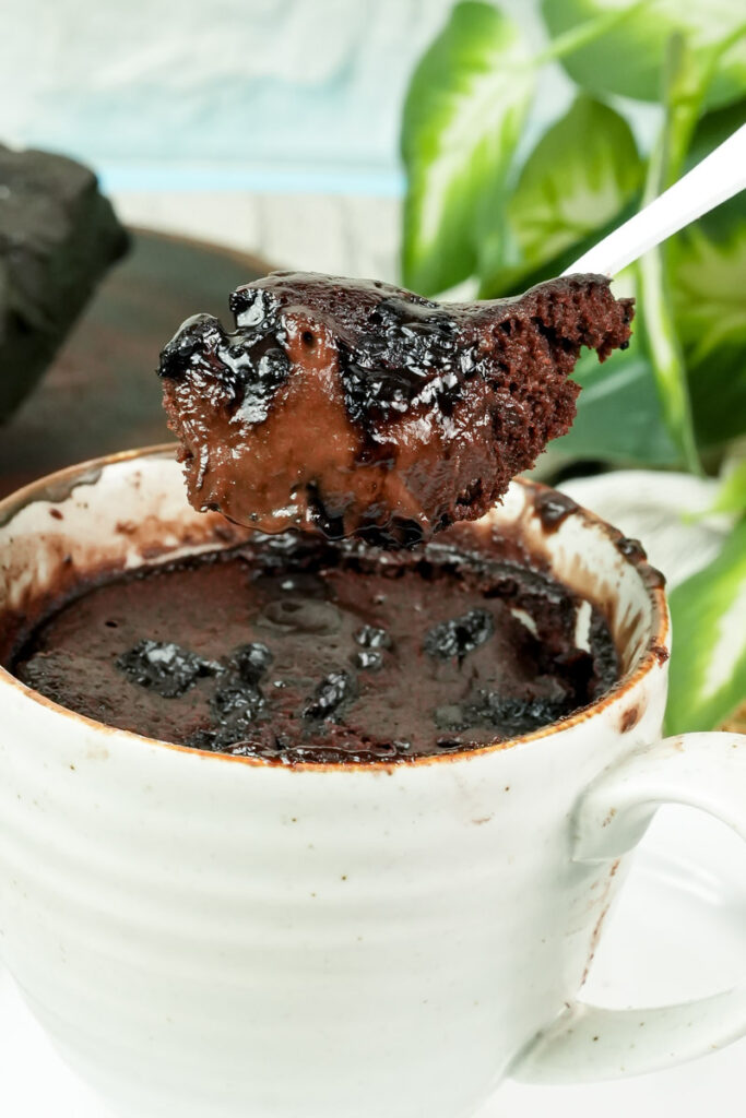 Molten chocolate mug cake with a soft, fudgy texture